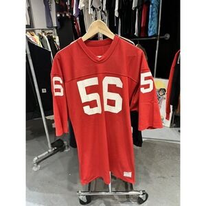 Vintage 80s Sand Knit Football St John's #56 Red Mesh Jersey Large